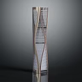 Modern Twisted Tower Building With Glass Grid Facade And Metal Structure Design