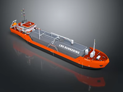 Orange LPG Bunkering Ship 3D Rendering 3d model