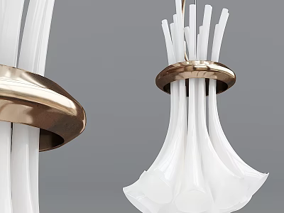 Modern Chandelier With White Glass Tubes And Metal Ring Design 3d model
