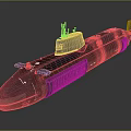 Modern Military Submarine with Sleek Metal Hull and Naval Equipment