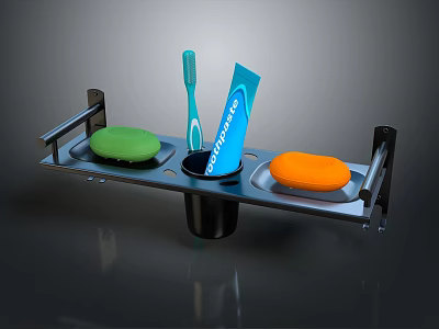 Practical Metal Bathroom Organizer with Soap Dishes Toothbrush and Colgate Toothpaste Tray 3d model