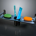 Practical Metal Bathroom Organizer with Soap Dishes Toothbrush and Colgate Toothpaste Tray