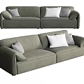 Comfortable Gray Sectional Sofa With White And Gray Decorative Pillows Modern Style 3d model