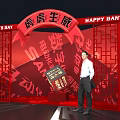 Red Themed Chinese Style Photo Check In Spot With Tiger Motifs And Decorations