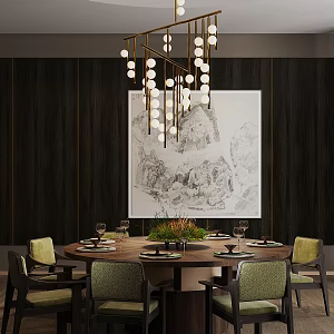 Chinese Restaurant Box New Chinese Restaurant Box Dining Table and Chair Round Table Dining Table and Chair Tableware More than Four Dining Table and Chair 3d model