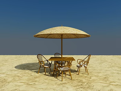 Modern Outdoor Table and Chair Beach Parasol 3d model