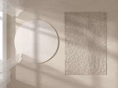 Light Colored Round Rug With Striped Pattern For Modern Living Room Floor Decor 3d model