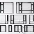 Various Modern Window Frame Designs With Glass Panels And Different Styles 3d model