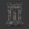 Weathered Stone Pillar With Sturdy Base Arched Decorations And Rustic Accents 3d model