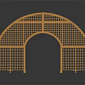 Wooden Arched Pergola Structure With Lattice Design And Support Columns 3d model