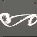 Modern Intertwined Chandelier with White Light and Glossy Acrylic Design Hanging in Interior