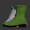 Everyday Life Footwear With Two Pairs Of Sneakers And Green Rain Boots