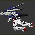 Blue White Armored Mech Robot Action Figure With Glowing Green Wings And Sword