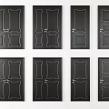 Black Swing Doors Featuring Golden Geometric Patterns For Modern Interior Design