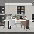 Modern Restaurant Interior Design Featuring Dining Table Chairs Pendant Lights And Wall Decor 3d model