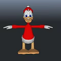 Cute Cartoon Duck Doll In Red Outfit With White Hat And Open Arms