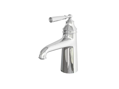 Chrome Plated Modern Single Handle Faucet With Sleek Design And Polished Curved Spout 3d model
