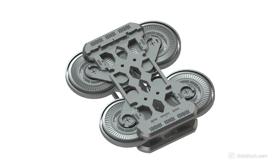 Industrial Metal Mobile Base With Four Wheels And Hollow Structure Design 3d model 