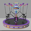 Colorful Amusement Rotating Swing Ride With Purple Yellow Decor Crown Top And Circular Base