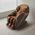 Modern Brown Gray Leather Massage Chair With Full Body Massage Features In Living Room Setting