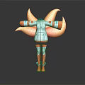 Blue And White Jacket With Orange Cuffs Shorts Orange Boots And Yellow Wing Decorations