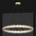 Modern Circular Chandelier Featuring Double Layer Transparent Design Illuminated In Gray Interior 3d model
