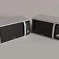 Modern Silver Kitchen Microwave Ovens With Black Door Control Panel And Digital 3d model