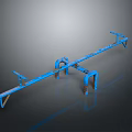 Blue Industrial Metal Mechanical Structure With Curved Pipes And Support Brackets
