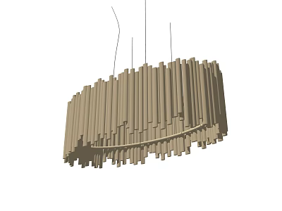 Elegant Modern Wooden Strip Chandelier with Circular Design for Interior Decor 3d model