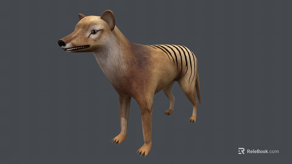Realistic Striped Reptile 3D Model In Standing Position With Natural Colors 3d model 