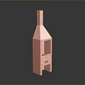 Red Brick Chimney Structure With Vertical Design And Internal Shelves
