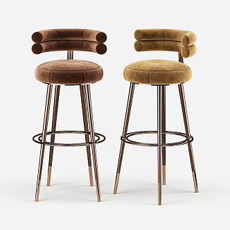 Light Luxury Bar Chair 3d model