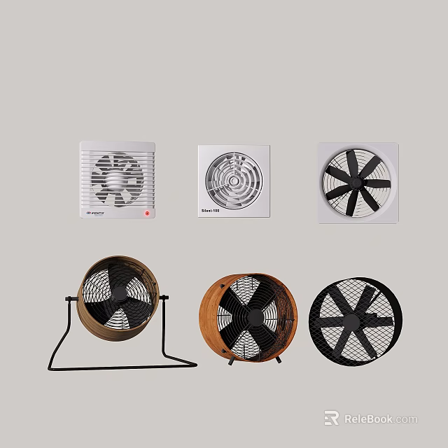 Different Types Of Air Conditioner Fans Including Wall Mounted And Stand Models 3d model 