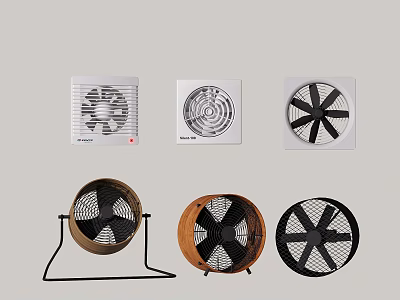 Different Types Of Air Conditioner Fans Including Wall Mounted And Stand Models 3d model