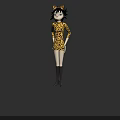 Leopard Print Outfit Girl with Cat Ear Headband Black Short Hair and Knee High Boots