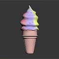 Colorful Swirled Ice Cream Cone With Vibrant Sprinkles And Creamy Layers