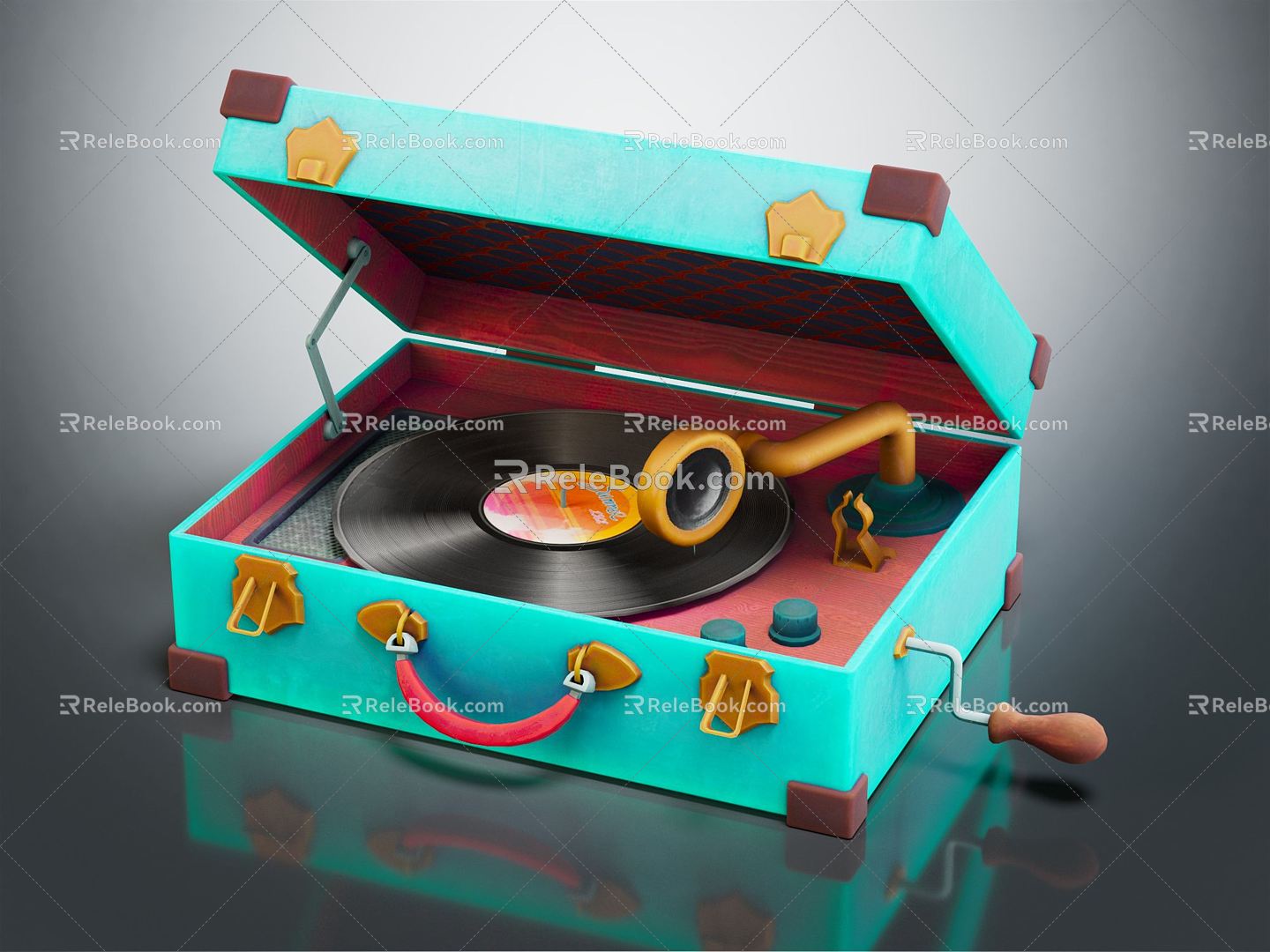 Modern record player Black record player 3d model