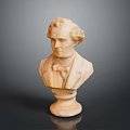 Elegant Classical Marble Bust Sculpture With Pedestal On Dark Background