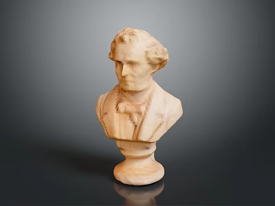 Elegant Classical Marble Bust Sculpture With Pedestal On Dark Background 3d model