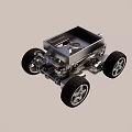 Small Silver Smart Machine With Four Wheels And Square Metal Cargo Compartment 3d model