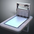 Modern Display Shelf With Metal Frame Base Platform And Smooth Surface For Displaying Items