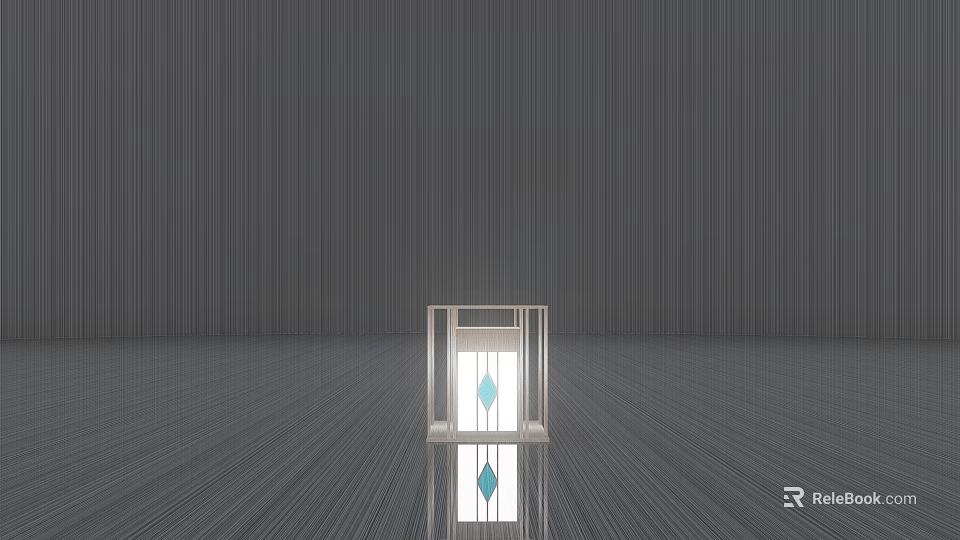 Outdoor Light With White Frame And Blue Diamond Decorations On Gray Striped Background 3d model 