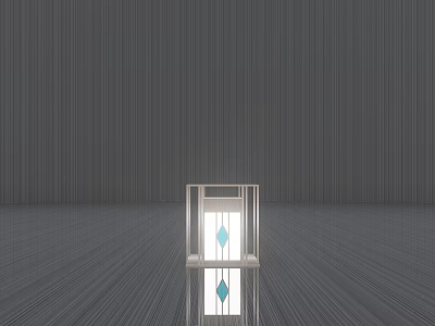 Outdoor Light With White Frame And Blue Diamond Decorations On Gray Striped Background 3d model
