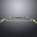 Decorative Double Edged Sword with Golden Accents Intricate Design and Black Handle