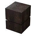 Modern Dark Brown Wooden Cube Stool With Natural Wood Grain Stacked Decorative Design