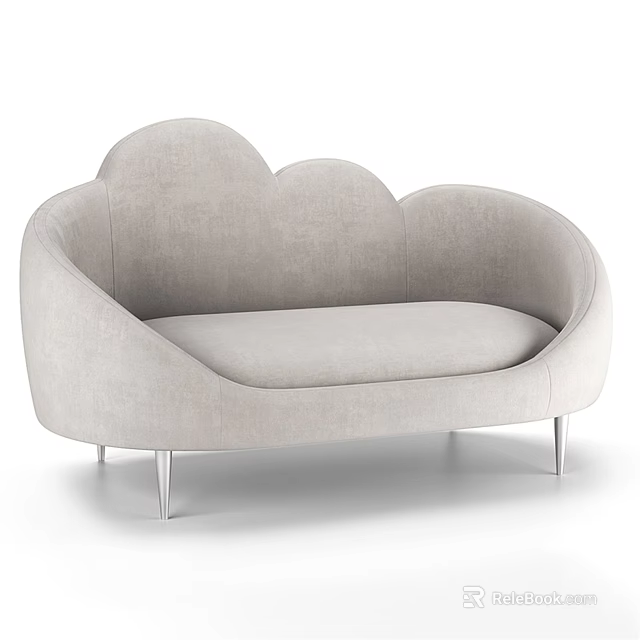 Light Gray Cloud Shaped Single Sofa With Modern Upholstered Design And Metal Legs 3d model
