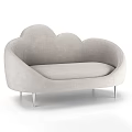 Light Gray Cloud Shaped Single Sofa With Modern Upholstered Design And Metal Legs 3d model