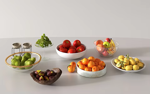 Modern Fruit Food Apple Grape Orange 3d model