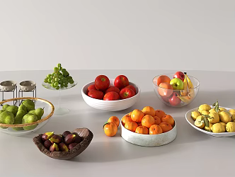 Modern Fruit Food Apple Grape Orange 3d model