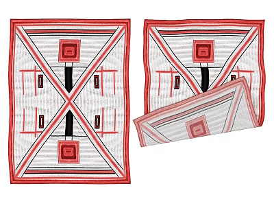 Geometric Square Rugs with Red White Black Patterns for Modern Home Decor 3d model